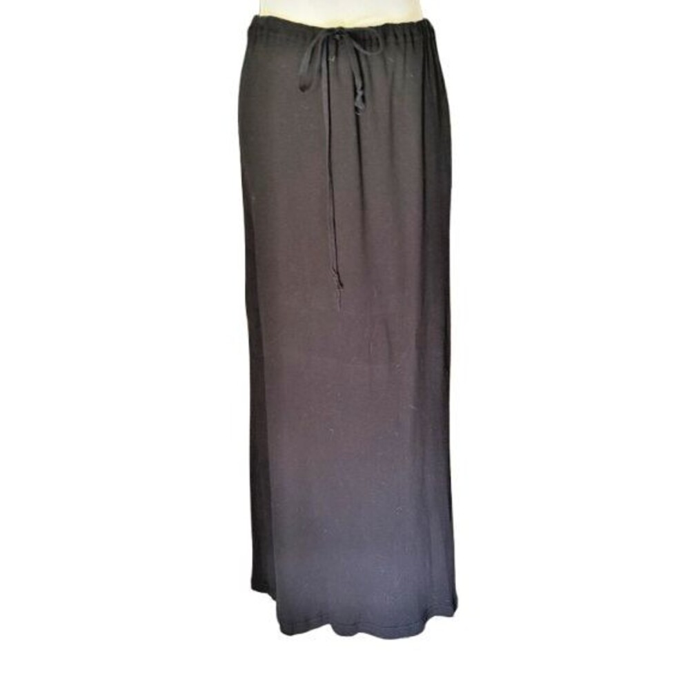 NWOT ZINC Ribbed Black Cotton Drawstring Waist Maxi Skirt Size Large